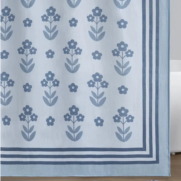 Caro Home 2pc Floral Print Shower Curtain & Bath Rug With Contrasting Border Set - Picture 8 of 10